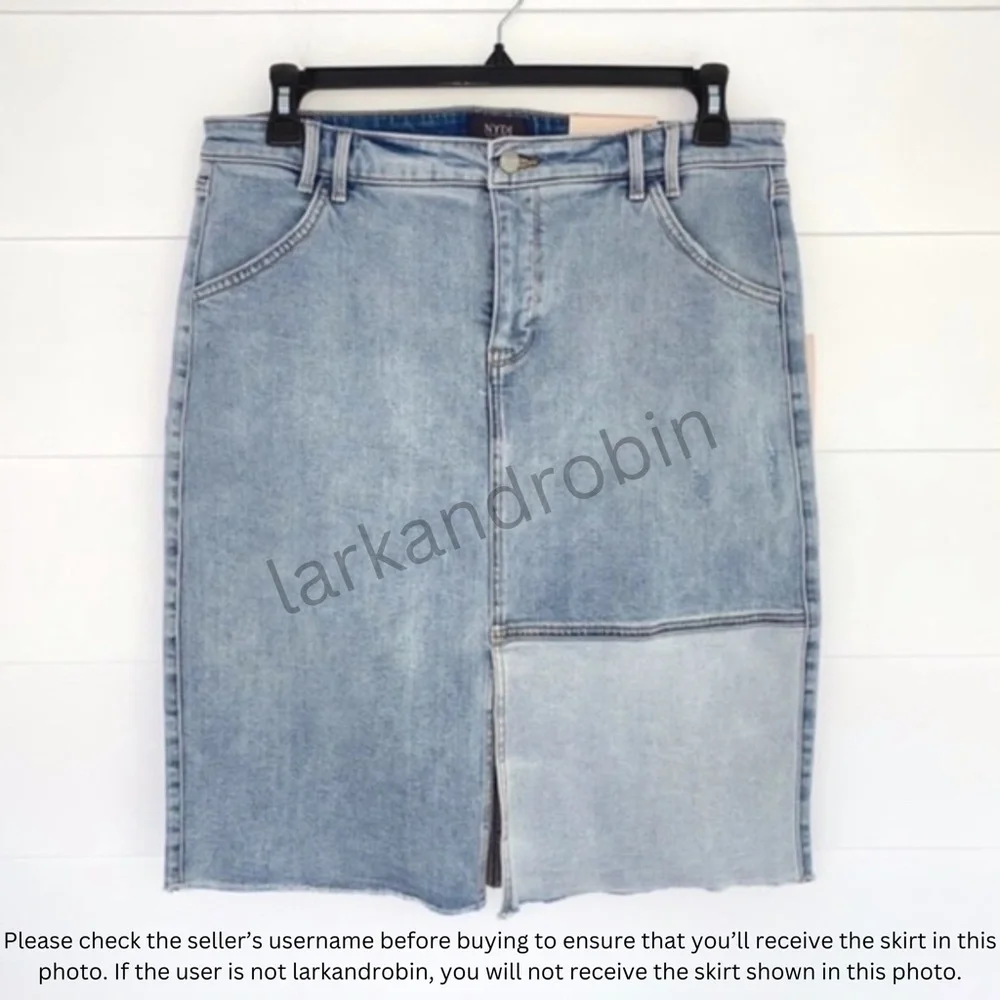NEW NYDJ Denim Skirt Destructed Radiance 12